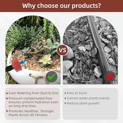 60PCS 0.5 GPH Pressure Compensating Drip Irrigation Spot Watering Drippers/Emitters, Self-Cleaning Constant Flow Drip Irrigation Emitters Heads Irrigation Drippers Parts for Drip Irrigation System