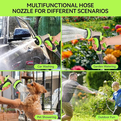 Garden Water Hose Nozzle ABS Water Spray Nozzle with 10 Spray Modes Suitable for Watering Plants, Iawns and Gardens, Car Washing, Cleaning, Showering Pets and Outdoor Fun, Light Green