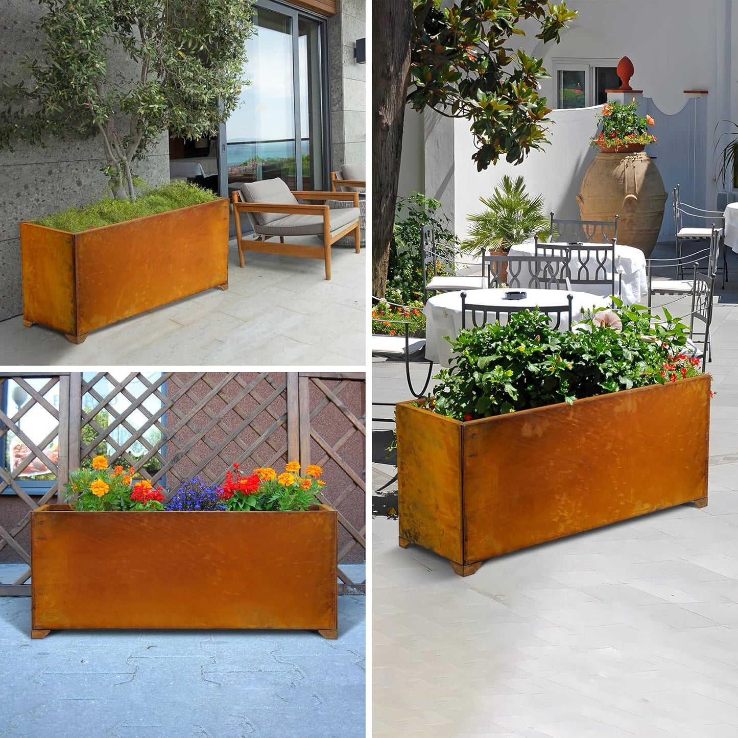 Stanbroil Corten Steel Large Planter Box - 38 x14 x16 Inch Rustic Metal Rectangular Planter Box for Patio, Porch, Garden, Commercial Décor,