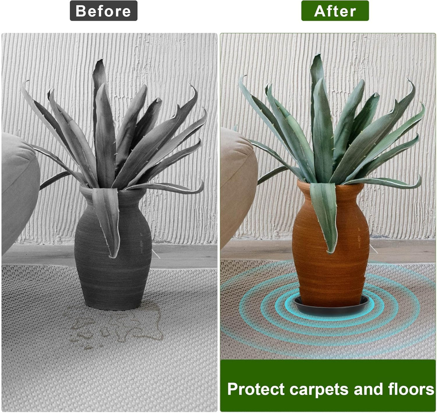 12Pack Plant Saucer - 8 10 12 Inch Plant Tray Round Plastic Plant Drip Trays for Indoor Outdoor Garden Plants, Collects Flower Pot Drainage and Excess Water