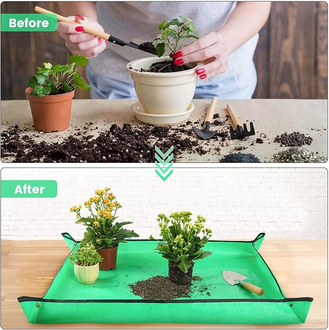 3PCS 39.5" x 31.5" Large Potting Mat for Indoor Plants Transplanting and Dirt Control Garden Gifts for Women Men