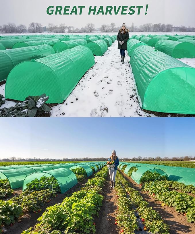 NEW Plant Covers Freeze Protection Kit,10x33FT 1.3 oz/yd² Frost Blanket,36 Hoop,12 Peg,Reusable Garden Bed Covers for Winter,Greenhouse Tunnel,Snow & Pest Protection for Outdoor Plant & Raised Bed