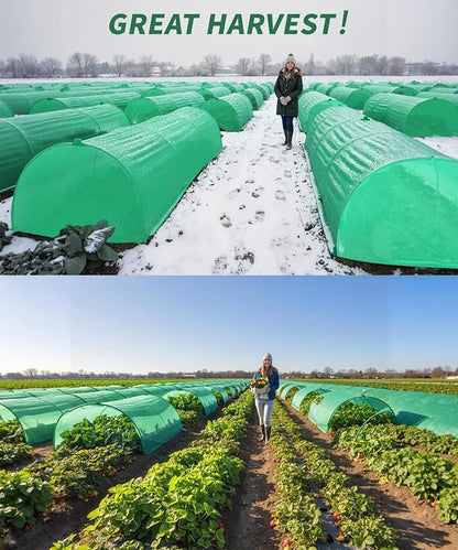 NEW Plant Covers Freeze Protection Kit,10x33FT 1.3 oz/yd² Frost Blanket,36 Hoop,12 Peg,Reusable Garden Bed Covers for Winter,Greenhouse Tunnel,Snow & Pest Protection for Outdoor Plant & Raised Bed