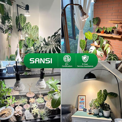 SANSI Grow Lights for Indoor Plants Full Spectrum, 36W Grow Light Bulb (400 Watt Equivalent) with Optical Lens for High PPFD, PPF 65.6 umol/s LED Energy Saving Plant Light Bulb for Seeding and Growing