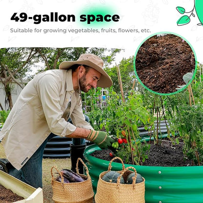 AHEONLAR Galvanized Raised Garden Bed Kit, Oval Large Metal Planter Box, Sturdy and Durable, Garden Boxes Outdoor Raised for Vegetables, Fruits, Flowers and Herbs, 4x2x1ft (Silver)