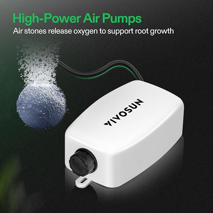 VIVOSUN DWC Hydroponics Grow System with Top Drip Kit, 5-Gallon Deep Water Culture, Recirculating Drip Garden System with Multi-Purpose Air Hose, Air Pump, and Air Stone (1 Bucket + Top Drip Kit)