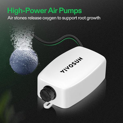 VIVOSUN DWC Hydroponics Grow System with Top Drip Kit, 5-Gallon Deep Water Culture, Recirculating Drip Garden System with Multi-Purpose Air Hose, Air Pump, and Air Stone (1 Bucket + Top Drip Kit)