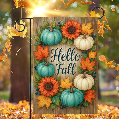 Garden Flags 12x18 Inch Halloween Garden Flag Double-Sided Pumpkin Sunflower Fall Decorations Outdoor Yard Sign Trick or Treat Porch Lawn Decor Autumn Seasonal Banner