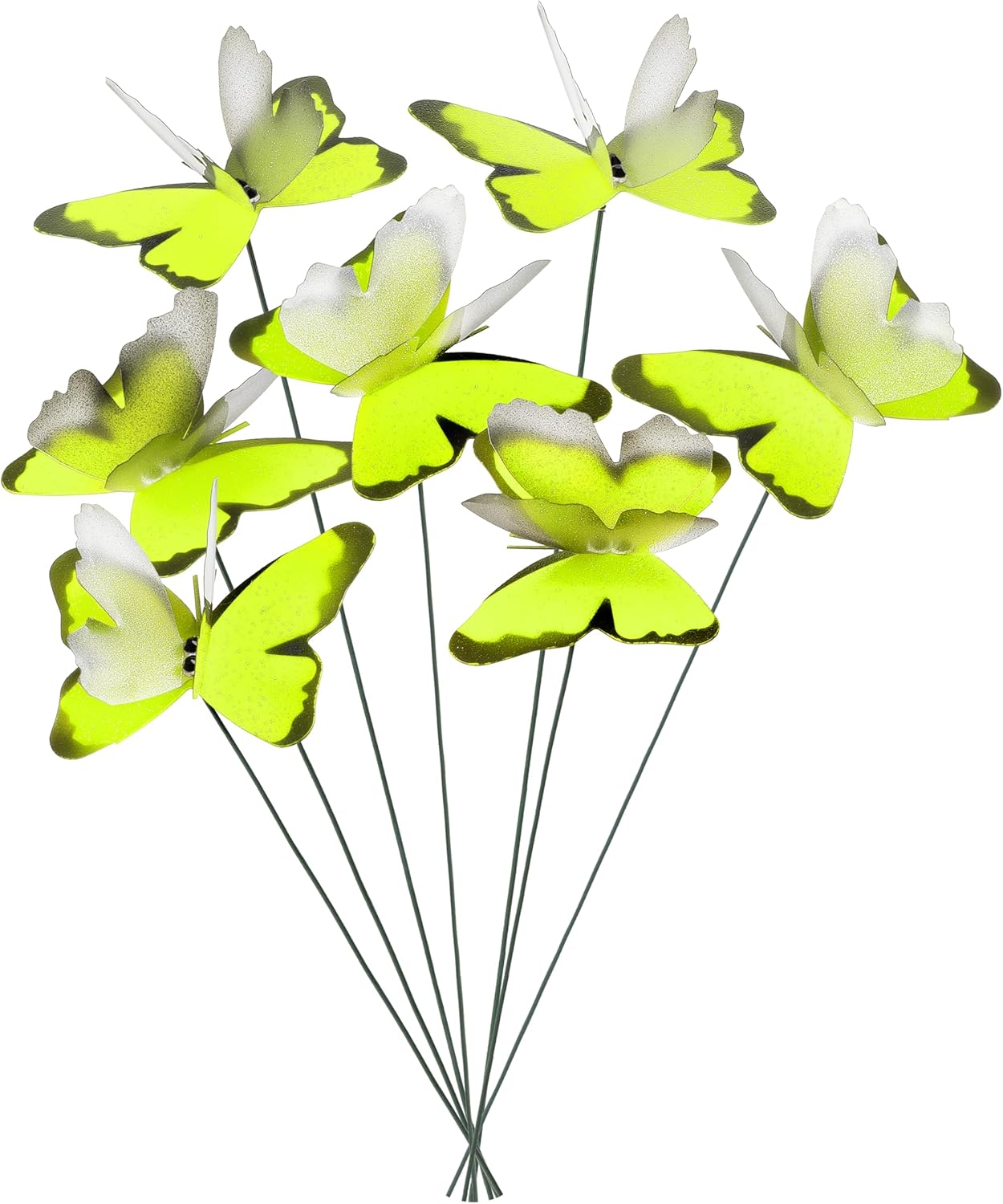 Handmade Butterfly Garden Stakes – Set of 7 Yellow Decorative Butterflies Idea for Garden & Nature Lovers – Outdoor & Indoor Garden Decor – Air Aquarium Handmade by Kushner