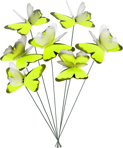 Handmade Butterfly Garden Stakes – Set of 7 Yellow Decorative Butterflies Idea for Garden & Nature Lovers – Outdoor & Indoor Garden Decor – Air Aquarium Handmade by Kushner