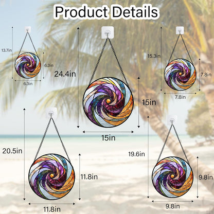 Stained Glass Window Hanging, Colorful Abstract Spiral Pattern Suncatcher for Doors Window Home Sun Catchers Decoration Mother's Day Birthday Gifts for Women, Men, and Mom 15 in