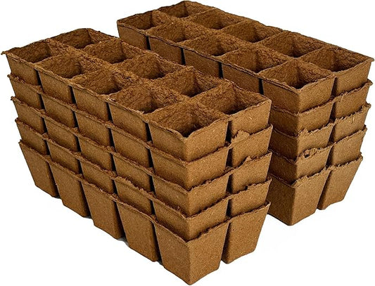 Daniel's Plants 2" Naked Pots Seedling Trays | Natural Plantable Seed Starter Trays | OMRI-Listed Biodegradable | Earth Friendly Contains No Peat | 100 Cell 2 Inch Tray (100, 2 Inch Tray)