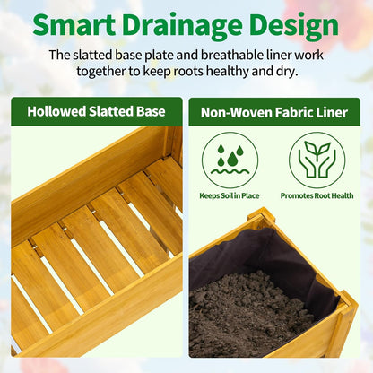 Premium Fir Wooden Raised Garden Bed with Four Legs for Backyard and Balcony Gardening,Suitable for Indoor and Outdoor use,33.07''×15.75''×38.58''