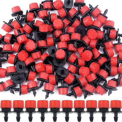 150 Pcs Adjustable Micro Drip Irrigation Sprinklers 1/4 Inch Universal 8-Hole Flow Dripper Garden Irrigation Nozzles for 4mm/7mm Tube Watering System (Red)