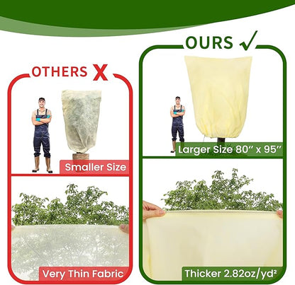 78x41inches Plant Covers Freeze Protection,4 Packs Thickened 2.82oz/yd²Frost Cloth for Outdoor Plants,Winter Tree Covers with Zipper&Drawstring,Plant Blanket for Winter Plant Covers Freeze Protection