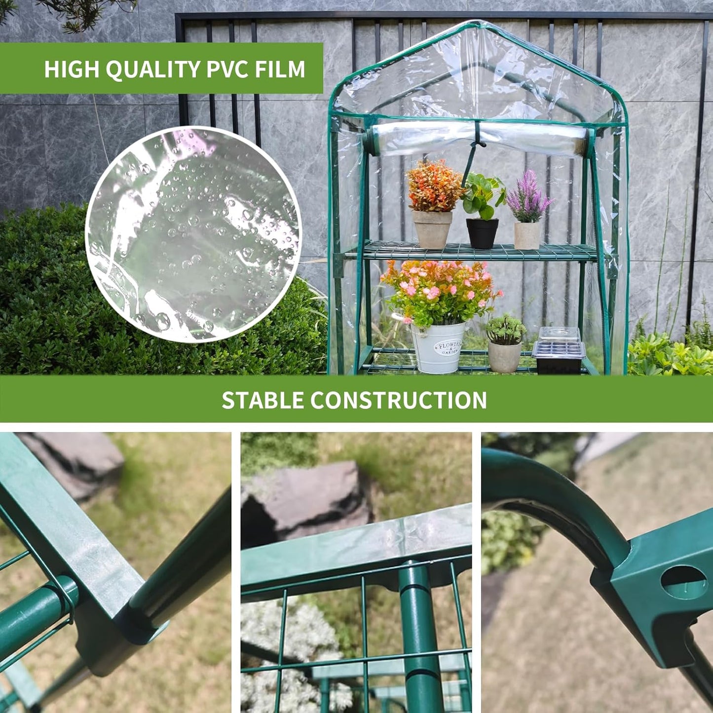 Mini Greenhouse for Indoor Outdoor, Small Plants Green House with 4 Tier Shelves, Portable Plastic Greenhouses with Transparent PVC Cover for Garden Backyard Patio Balcony Porch
