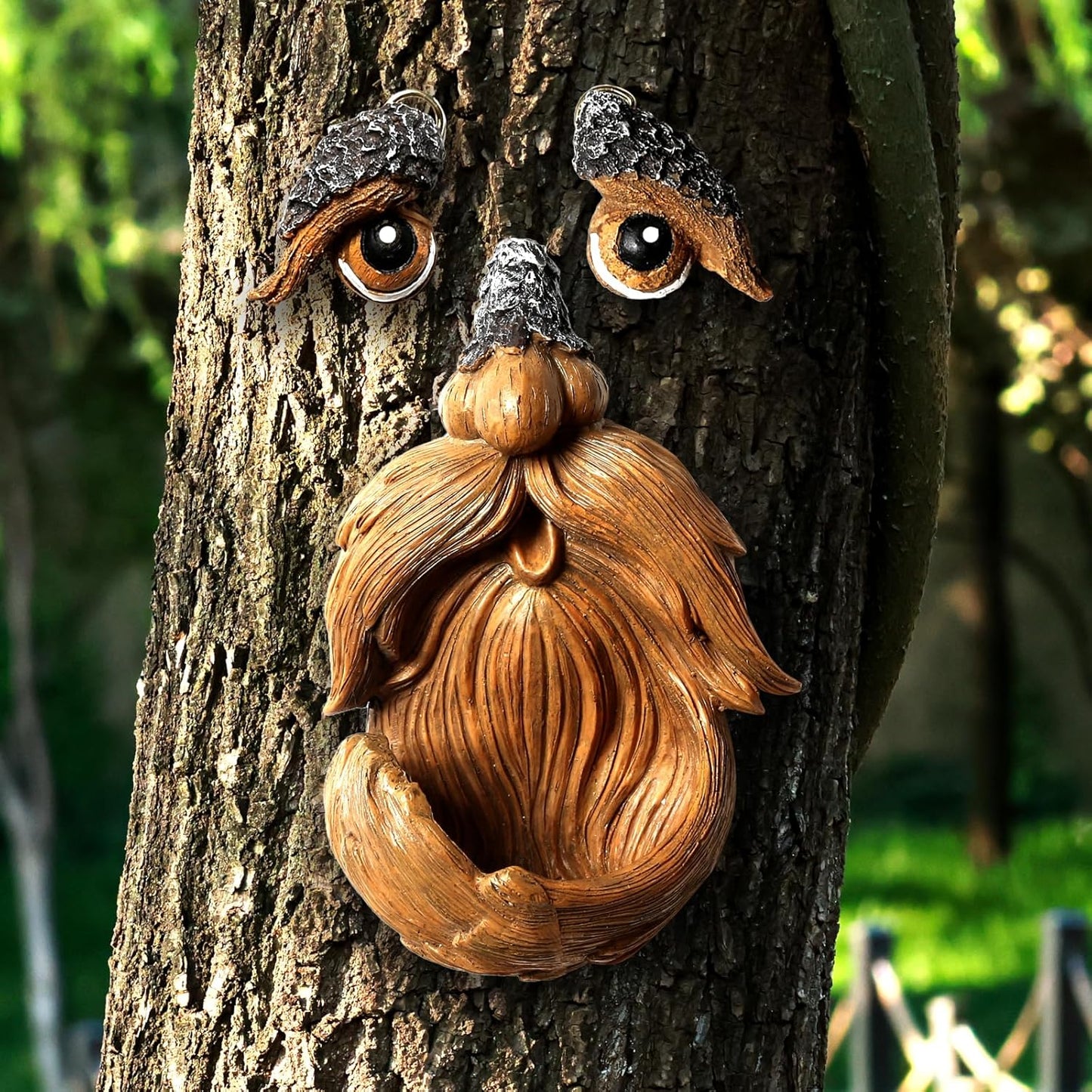 Playful Tree Faces Decor Outdoor, Whimsical Tree Decorations Outdoor for Gardens & Yards, Adding Personality to Nature for Your Lawn & Garden Ornaments (Small)