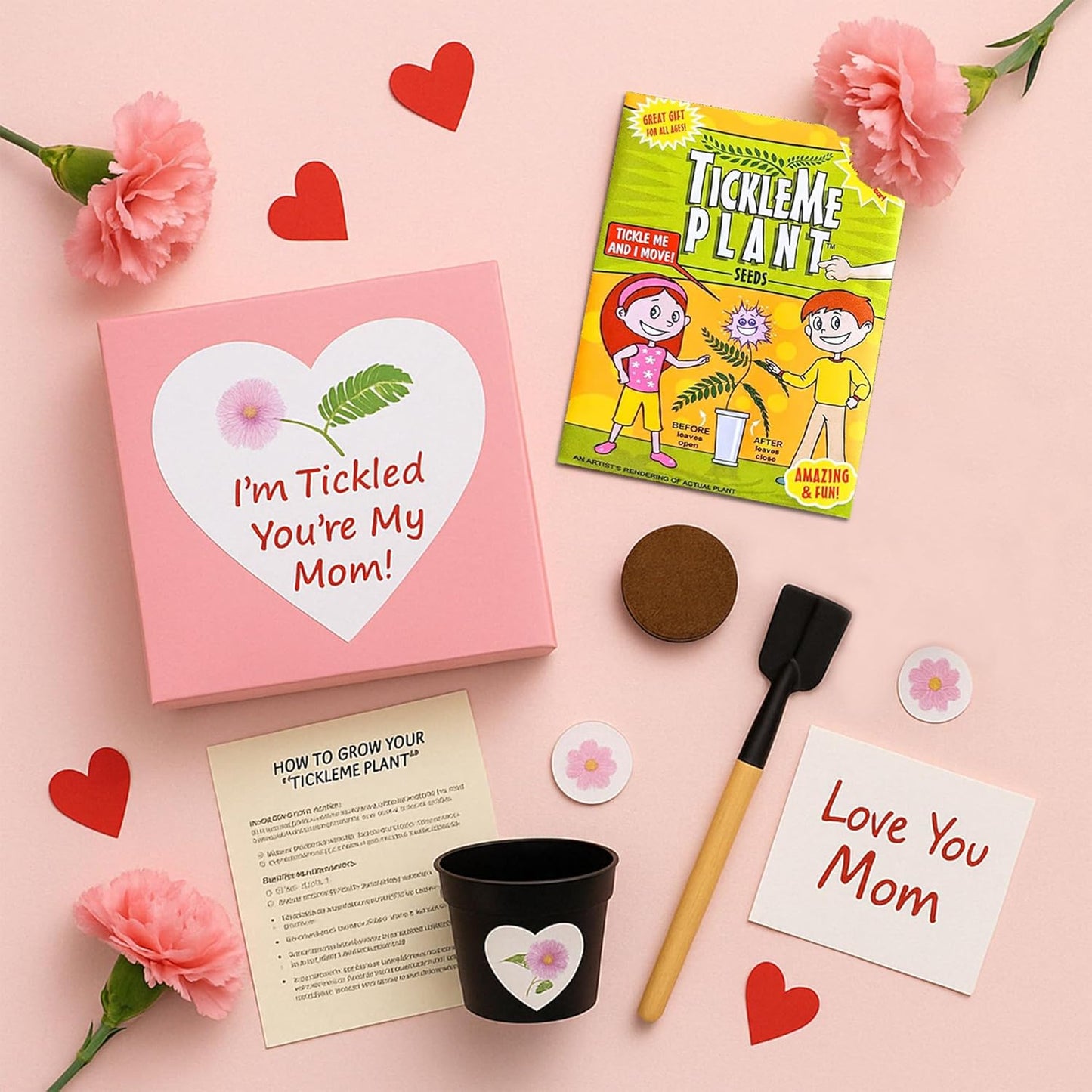 Happy Birthday Mom TickleMe Plant Gift Box Set to Grow A Touch-Sensitive Shy Plant That Closes Its Leaves When You Tickle Or Blow A Kiss | Fun Interactive Grow Kit with Seeds, Pot, Soil, Instructions