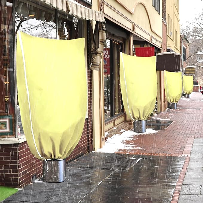 2 Pack Winter Plant Covers Freeze Protection, 47.2" X 70.8" Frost Cloths for Outdoor Plants with Zipper Drawstring, Tree Covers for Winter Cold Weather Plant Covers Bags Shrubs Trees Jacket