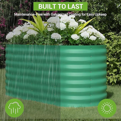 4x2x2 ft Galvanized Raised Garden Bed Outdoor, 24 in Tall Metal Planter Box for Flowers Herbs Vegetables, Rust-Resistant Raised Garden Beds for Gardening, Easy Assembly Outdoor Garden Box & Planters