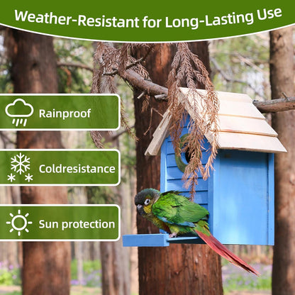 Premium Pine Wood Bird House for Outside – Weather-Resistant Bluebird & Chickadee Nesting Box with Metal Guard