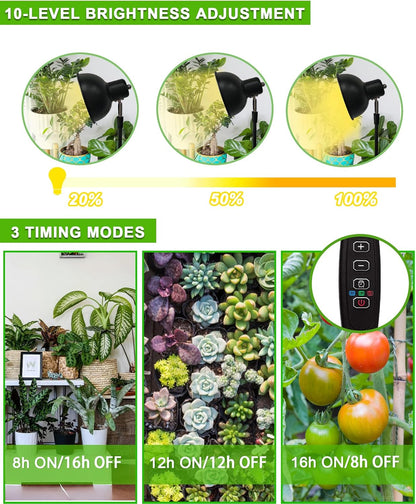 yadoker Plant Grow Light for Indoor Plant, Aluminum LED Grow Light,Elevating Plant Lamp,Height Adjustable,Automatic Timer with 8/12/16Hours,10-Level Brightness,Ideal for Large Plant Grow