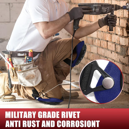 Professional Knee Pads for Work Construction with Heavy Duty Cap Foam Padding Gel Cushion Knee Pads for Men, Comfortable Adjustable Strong Strap, Military Grade Rivet for Flooring Gardening, Blue