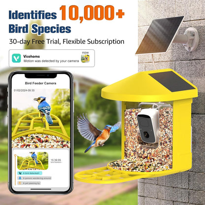 PeckCam® Bird Feeder with Camera with AI Identify 10000+ Birds Species, 3 Solar Panels, 2K Live View, Instant Arrival Alerts, Smart Bird House with Cam, Gift for Bird Lovers