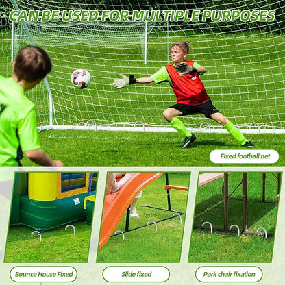 Rebar Stakes 12inx6mm Galvanized J Hook 12pcs – Heavy Duty Ground Tent Stakes for Fence,Bounce House,Outdoor Plants,Artificial Turf,Dog Coop,Metal Stakes for Christmas Decorations