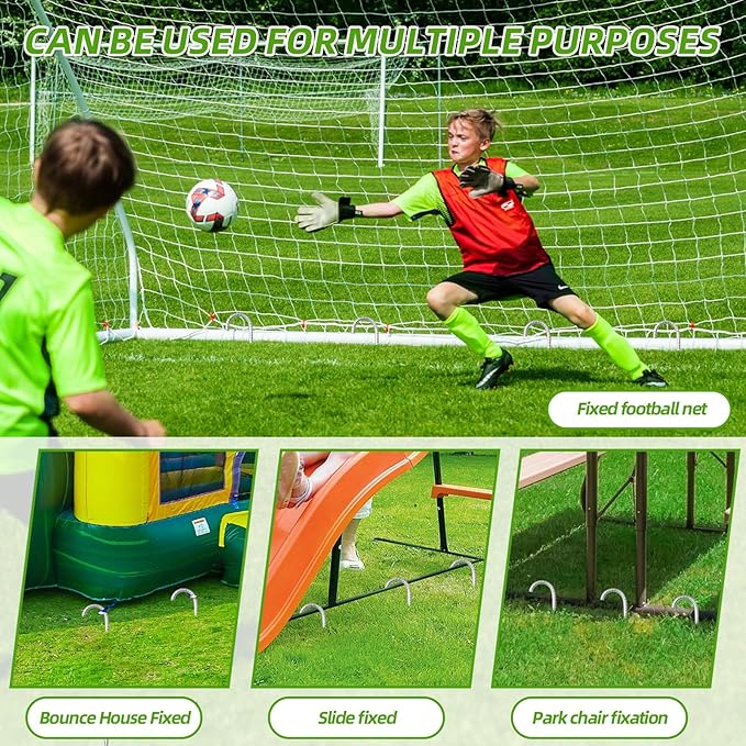 Rebar Stakes 12inx6mm Galvanized J Hook 20pcs – Heavy Duty Ground Tent Stakes for Fence,Bounce House,Outdoor Plants,Artificial Turf,Dog Coop,Metal Stakes for Christmas Decorations