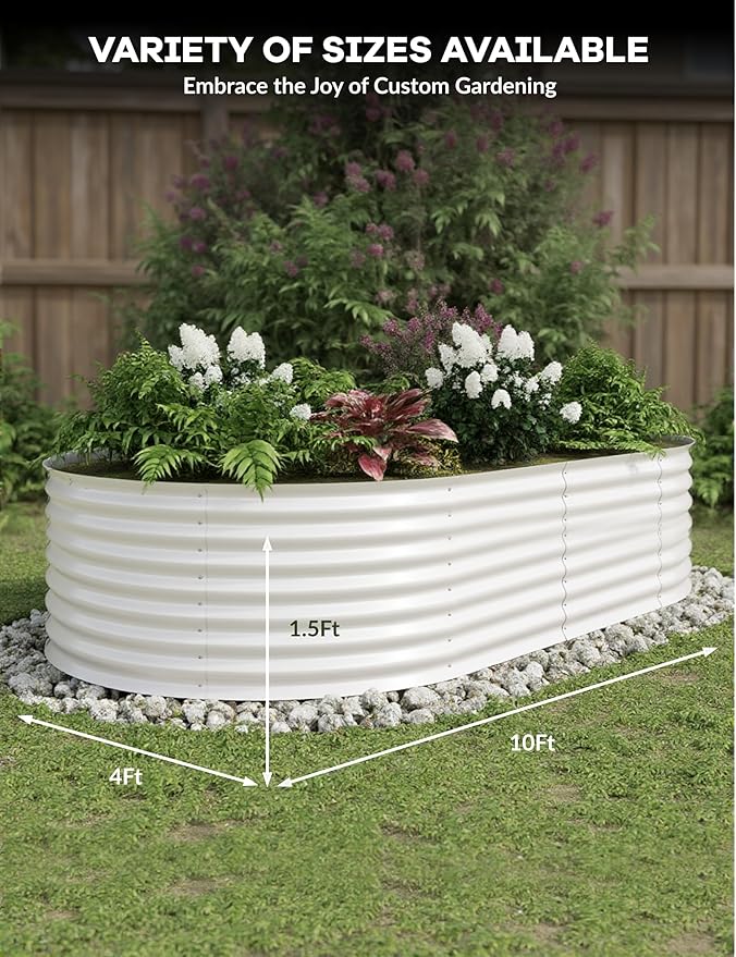 2 Pcs Raised Garden Beds Outdoor 10x4x1.5 ft - Galvanized Steel Planter Box for Vegetables, Flowers, Rust-Resistant Garden Box, Easy Assembly Raised Beds, Durable Planters for Outdoor Plants, Beige