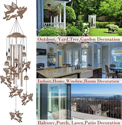 Outdoor Flying Pigs Wind Chimes Decor, Portable Mobile Wind Catcher, Sympathy Wind Bells, Memorial Gifts for Mom, Housewarming, Blessing WindChimes(Outside/Indoor/Home/Porch/Yard/Garden Decorate)