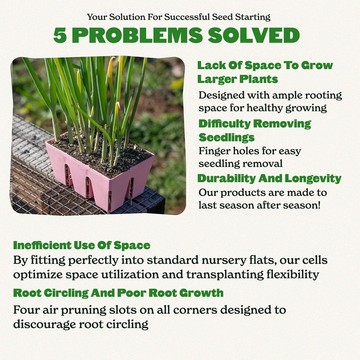 Epic Gardening Reusable Seed Starter Tray - Easy Watering Seed Starting Trays - Gardener Friendly Plant Trays for Seedlings | UV-Treated & BPA-Free -6-Cell Seed Starting Trays - 6 Trays/Pink