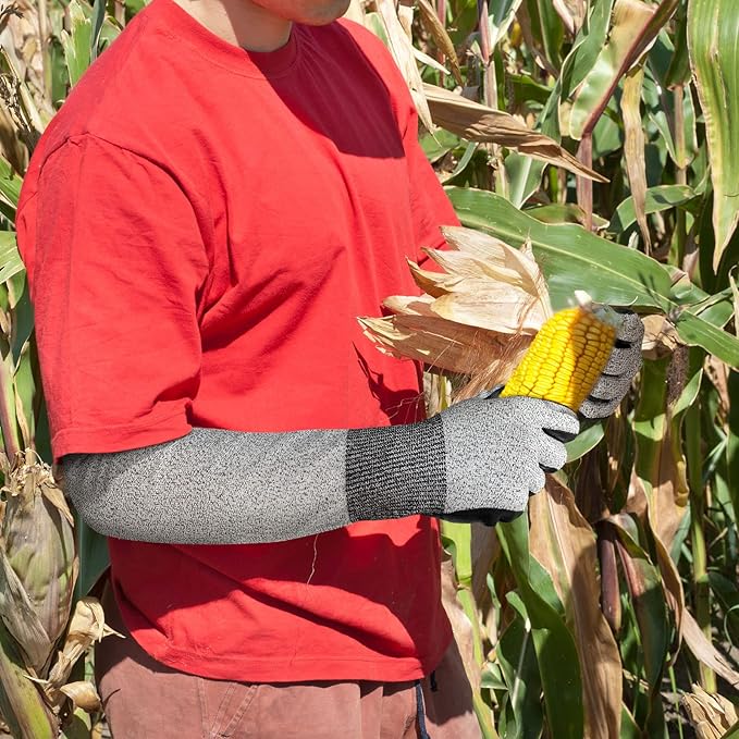 Evridwear Long Gardening Gloves Cut Resistant Sleeves with Anti-slip Nitrile Coated Palm for Gardening and Landscaping