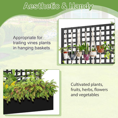 Metal Raised Garden Bed, Trellis Planters Bed with Drainage Holes for Climbing Plants, Vegetables Outdoor Privacy Screen with Planter Box 73"x47"x16", Black