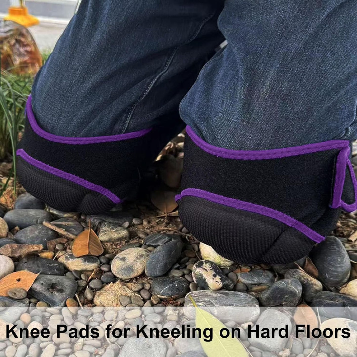 Gardening Knee Pads for Men/Woman, Adjustable Knee Pad for Washing Floors Cleaning House Kitchen, Comfortable Foam Knee Protector for Kneeling on Hard Floor, Soft Working Kneepads for Adult, Purple L (1 Pair)