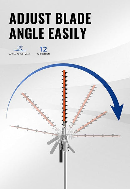 SUNSEEKER 16" Hedge Trimmer Attachment Universal, Dual Action Articulating,Heavy Duty Steel Material, 12 Angle Positon, Gas Powered, Grey/Black