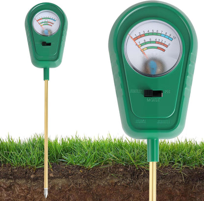 Soil Test Kit, 3 in 1 Soil Moisture Meter/Soil pH Meter/Fertility for Gardening - No Battery Required Large Dial Soil PH Meter Garden, Lawn, Farm, Indoor & Outdoor