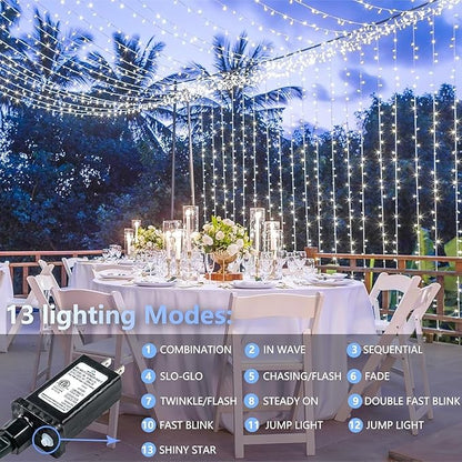 Connectable 200 LED String Lights Indoor Outdoor, 66FT Cool White Christmas Lights Waterproof, 13 Modes with Timer, Twinkle Fairy Lights Plug in Clear Wire for Christmas Tree, Bedroom, Classroom Decor