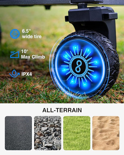 Electric Utility Wagon Cart–330 lb Load, 180 L Foldable Beach Wagon with Remote, 4-Speed, All-Terrain Wheels for Camping, Beach, Garden & Shopping, Black