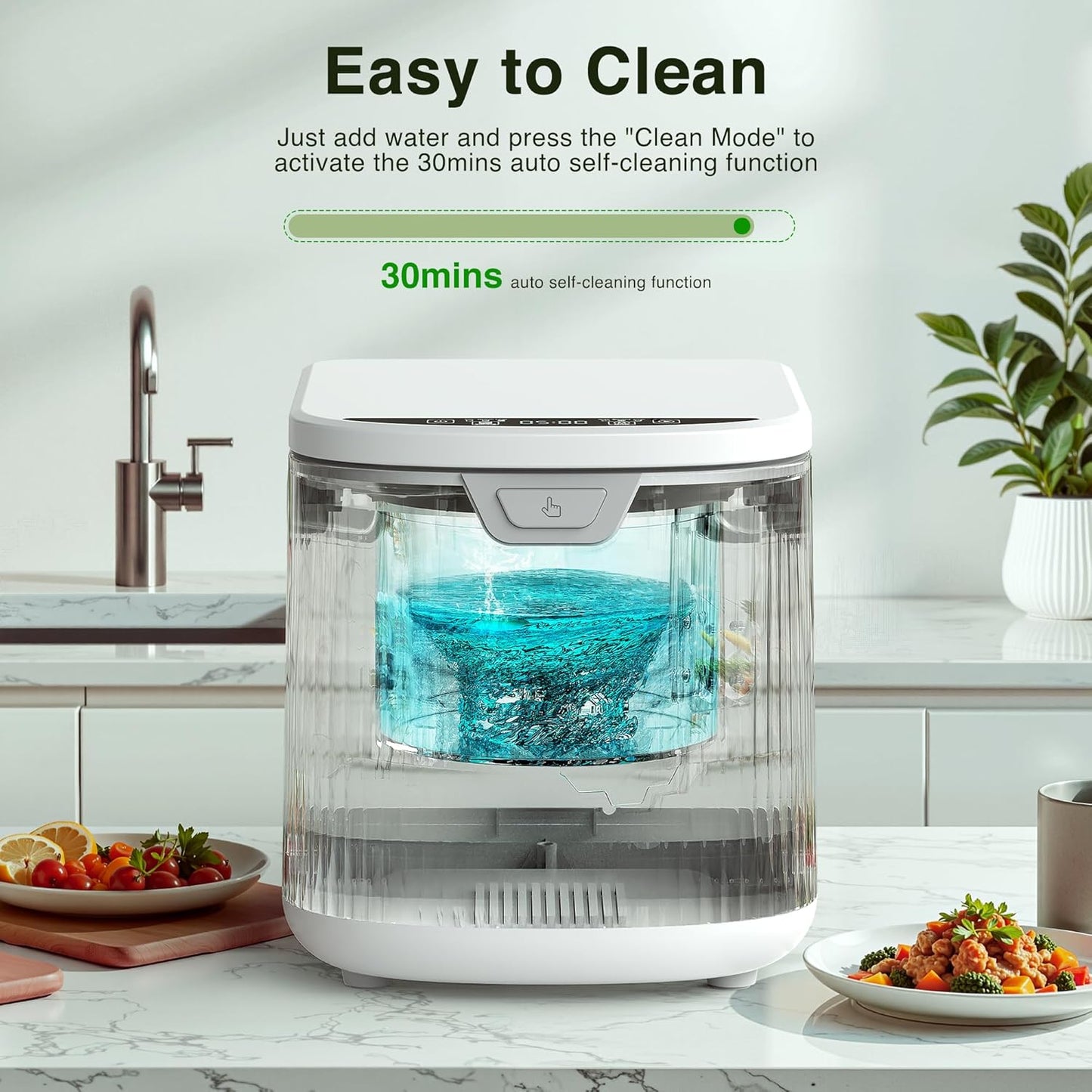 3.3L(Max) Electric Composter for Kitchen, Smart Countertop Compost Bin with Low Noise, Odorless, Auto Self-Cleaning, LED Display, Turns Food Waste to Fertilizer for Home