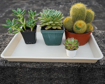 Rectangle Plant Tray, Plant Drip Tray, Plant Pot Saucers, Plant Germination Trays, Plant Saucers, 14.5'' x 11'' x 1.5'' (2 pack), Beige