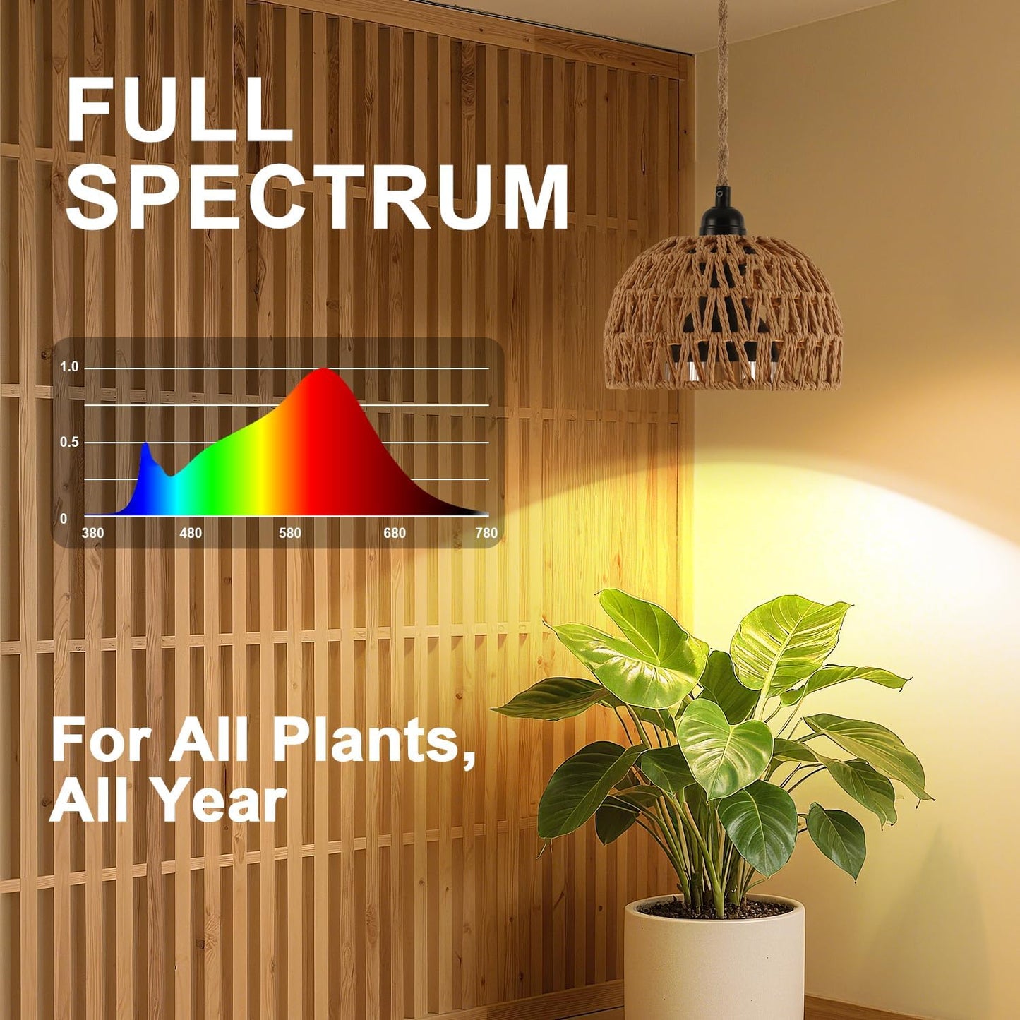 Hanging Grow Lights for Indoor Plants, Full Spectrum, with Timer and 15FT Power Cord, 30W Pendant Plant Lights for Indoor Growing, Garden, Flowers, Greenhouse (4000k, Weaving Style)