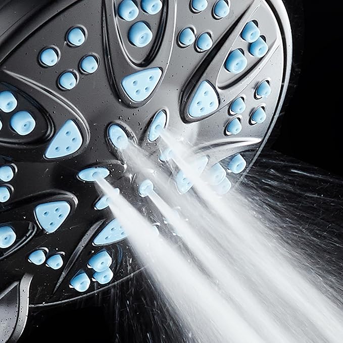 AquaDance Antimicrobial/Anti-Clog High-Pressure 6-Setting Hand with with Microban Nozzle Protection from Growth of Mold, Mildew & Bacteria for Stronger Shower! Aqua Blue Jets