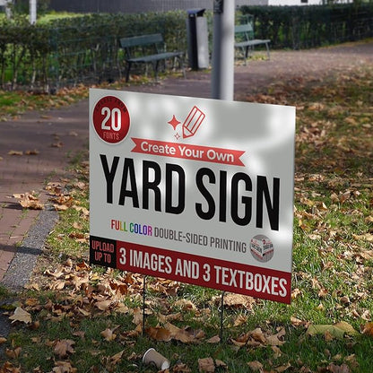 24x18" Double Sided Custom Yard Sign with Metal Stakes, Personalized Full Color Corrugated Yard Sign for Outdoors, Front and Back Custom Printed Personalized Lawn Signs 10 Pack (Design 1)