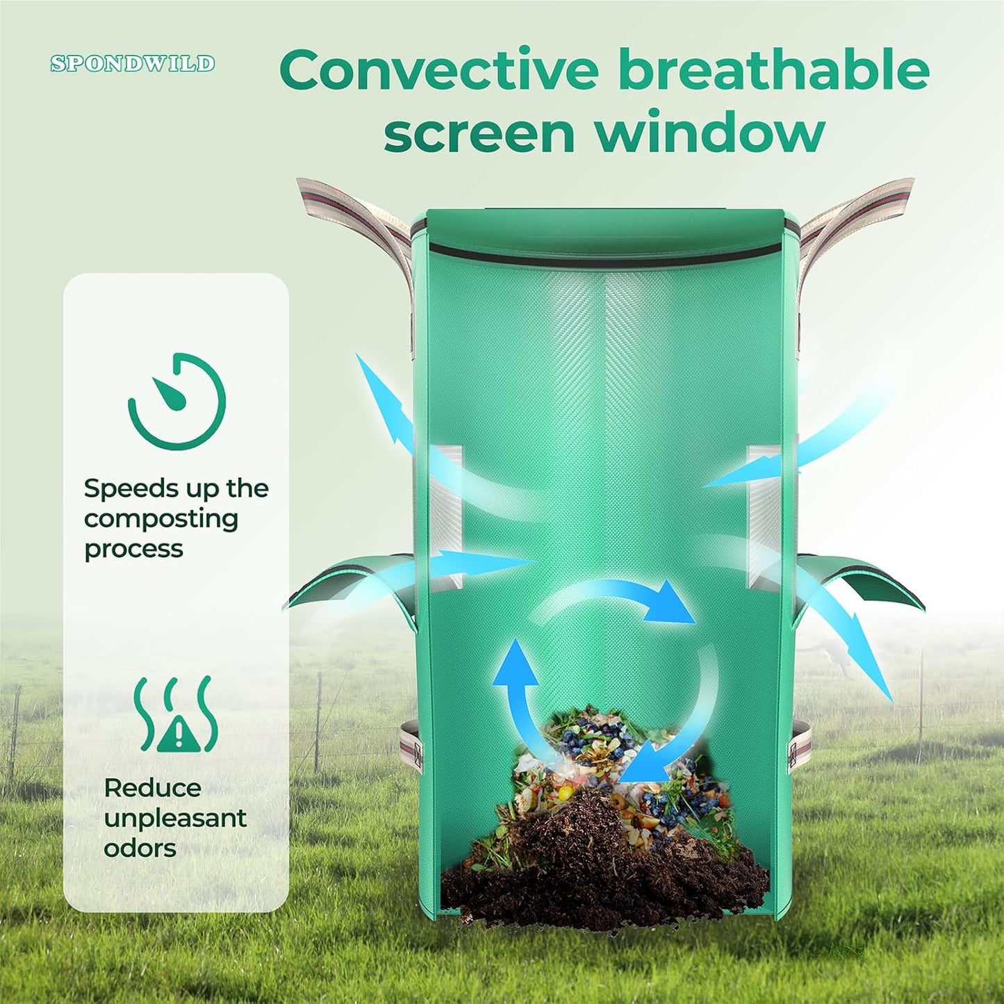 Reusable Garden Yard Waste Bag – 43 Gallon Breathable Thickened Reusable Lawn Bag, with 4 Handles for Easy Moving & Foldable Design, for Leaf & Miscellaneous Debris Collection(Green)