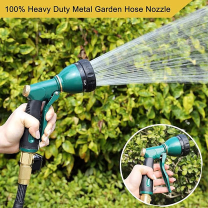 FANHAO Garden Hose Nozzle Sprayer Heavy Duty, 100% Metal Spray Nozzle High Pressure Water Hose Nozzle with 7 Patterns for Watering Garden, Washing Cars and Showering Pets