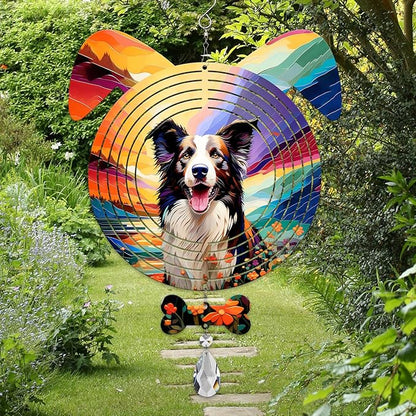 Border Collie Dog Ears Wind Spinner, Border Collie Wind Spinner Hanging for Yard and Garden