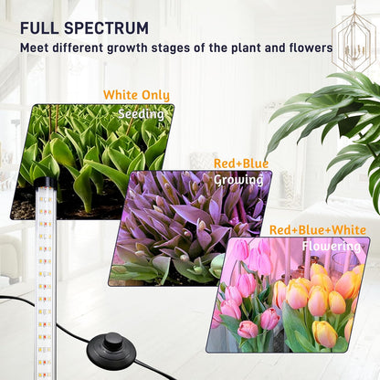 2PCS T8 Standing Grow Light, 42W Full Spectrum LED Grow Light for Indoor Plants, Plant Lamp with 243 LEDs, Wide Illumination Area, 4FT Height with On/Off Switch and Tripod Floor Stand