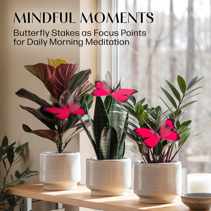 Handmade Butterfly Garden Stakes – Set of 7 Pink Decorative Butterflies Idea for Garden & Nature Lovers – Outdoor & Indoor Garden Decor – Air Aquarium Handmade by Kushner